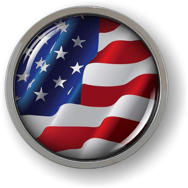 Waiving American Flag - USA Countly Emblem